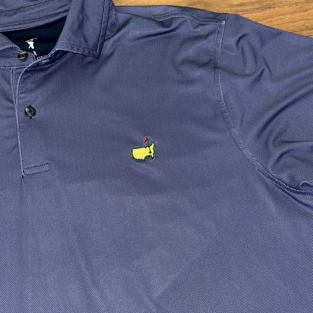 Master’s Navy Blue and White Stripe Polo Shirt | Size Large - Picture 2 of 5